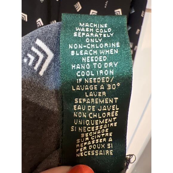 Ralph Lauren Black White Geometric Wrap Bodice Fit & Flare Dress Size 12 Career - Picture 7 of 11